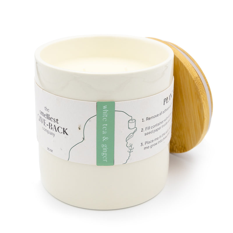 Feya Co Botanical Candle White Tea & Ginger 25oz bamboo lid